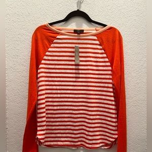 J Crew stripped slub baseball ringer tee